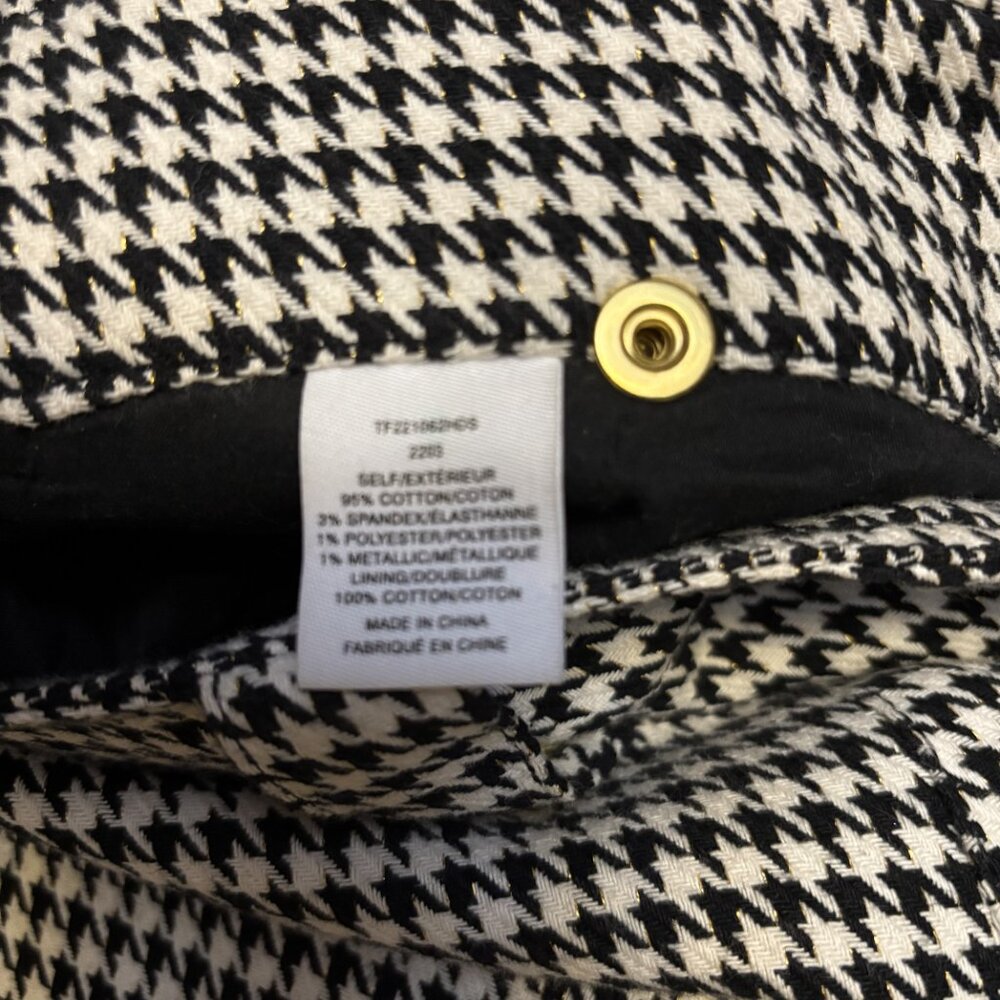 Derek Lam 10 Crosby Houndstooth Wide-Leg Pants Gold Button Size 8 - Picture 6 of 6